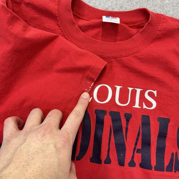 VTG St. Louis Cardinals T-Shirt Mens Large L Red MLB Russell USA Made Dated RARE - Picture 10 of 10
